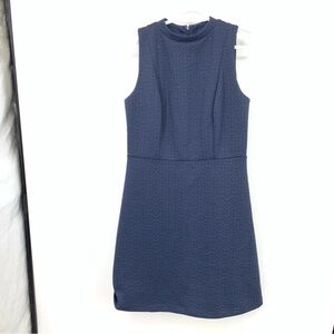LOFT Ann Taylor Women Size 12 TALL Dress Tank High Neck Blue Geometric‎ Woven